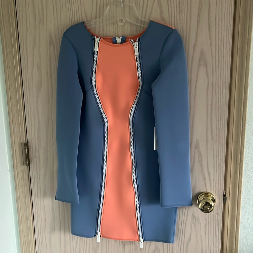 NWT Nasty Girl Colorblock cutout zip blue and peach Neoprene Dress